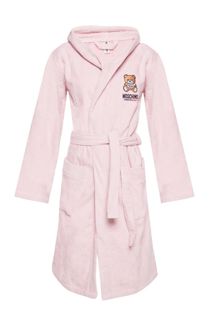 Moschino Women Teddy Bear Hooded Robe Pink